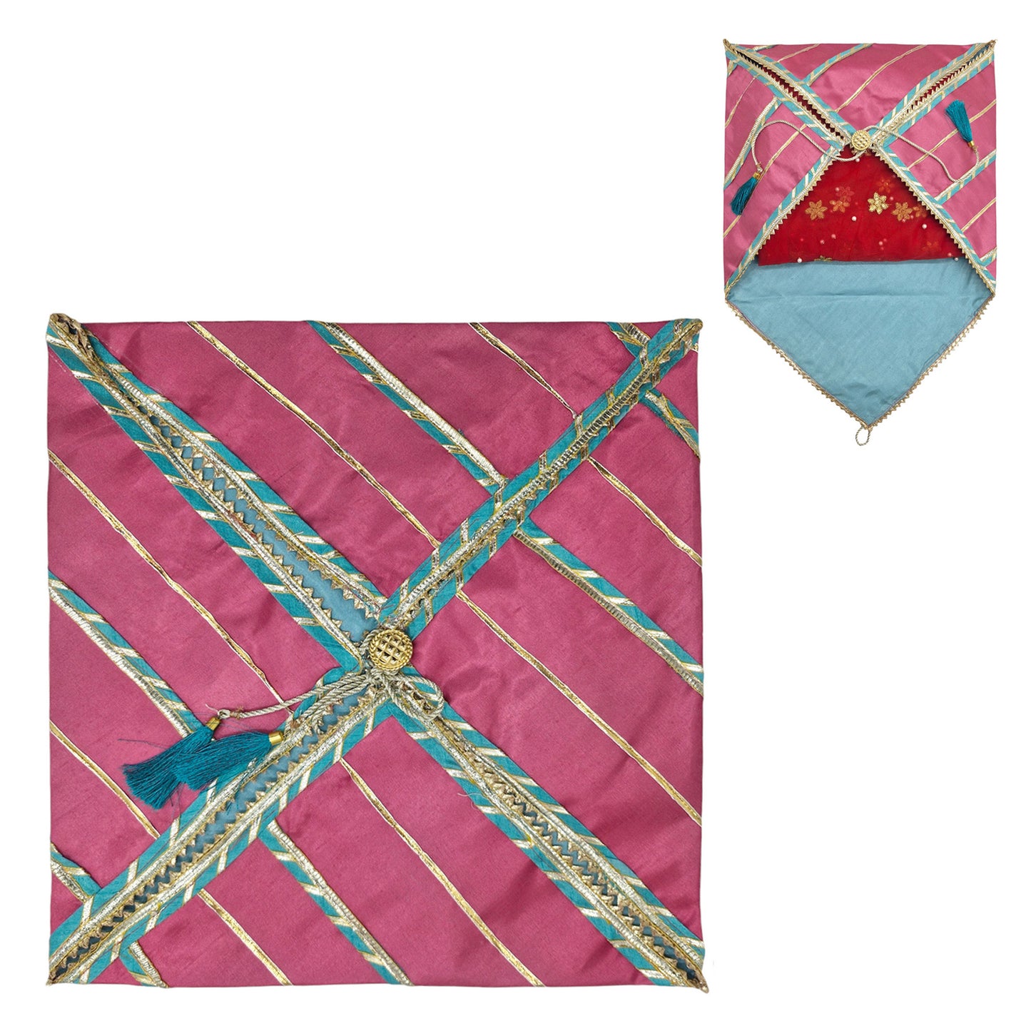 Silk Fabric Saree/Suit Cover Dual Colour With Gota Line Design