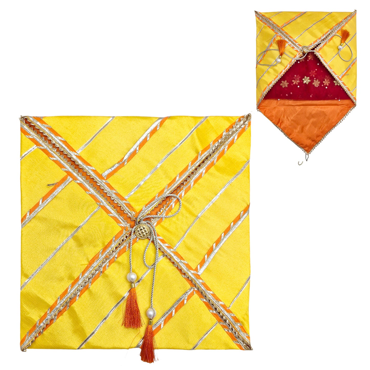 Silk Fabric Saree/Suit Cover Dual Colour With Gota Line Design