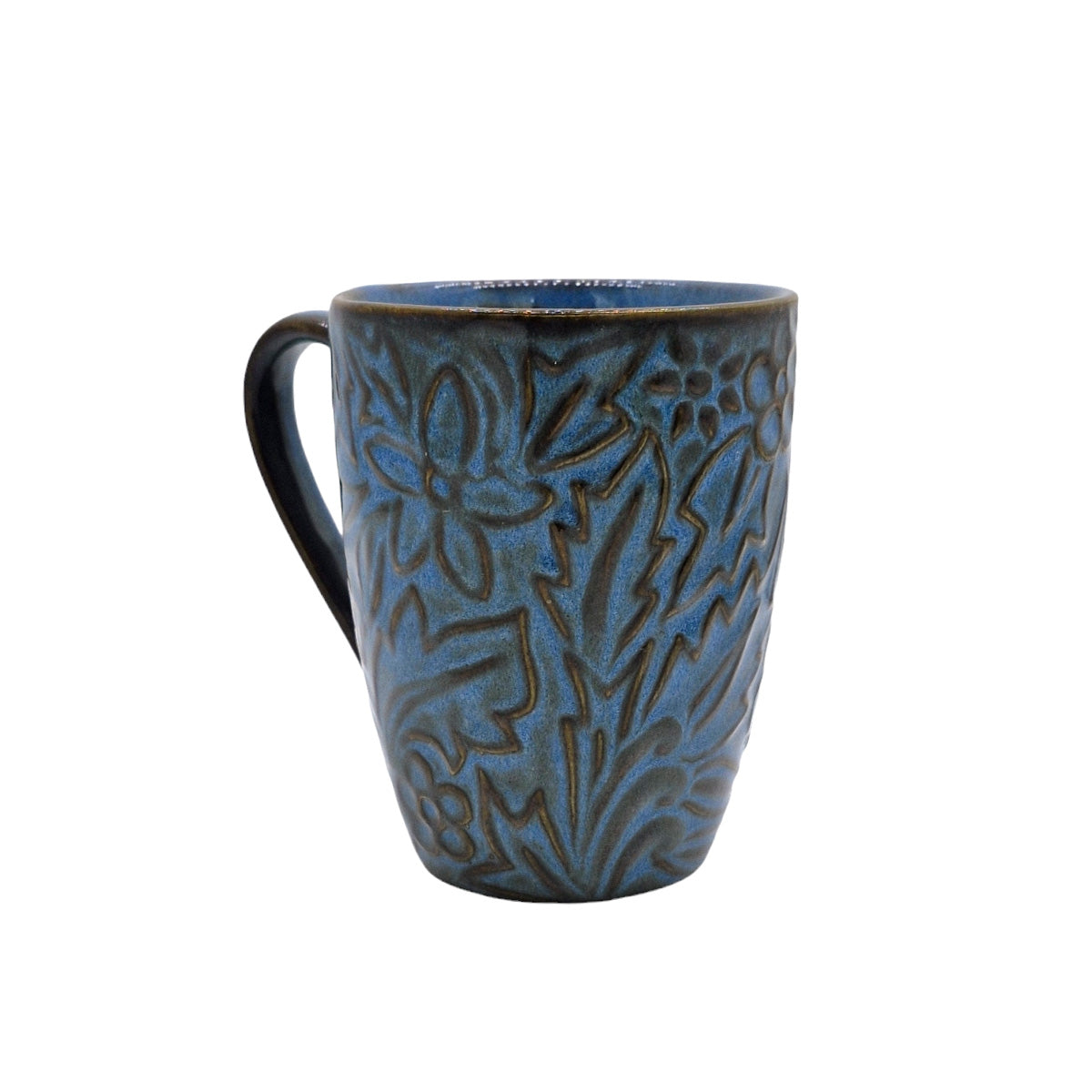 Handmade Design Floral Ceramic Blue Mug