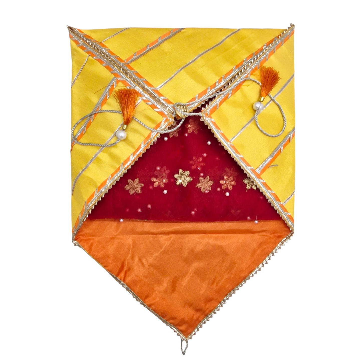 Silk Fabric Saree/Suit Cover Dual Colour With Gota Line Design