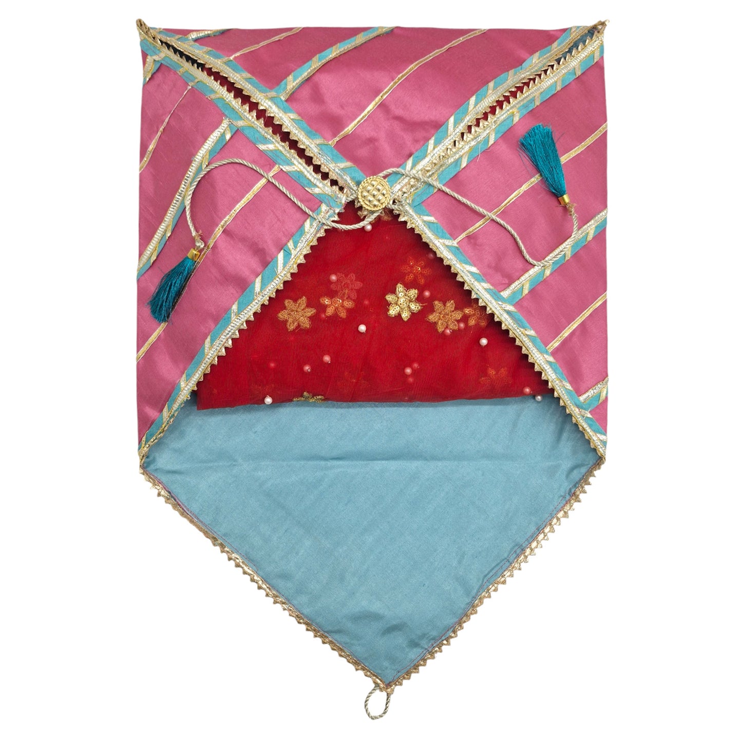 Silk Fabric Saree/Suit Cover Dual Colour With Gota Line Design