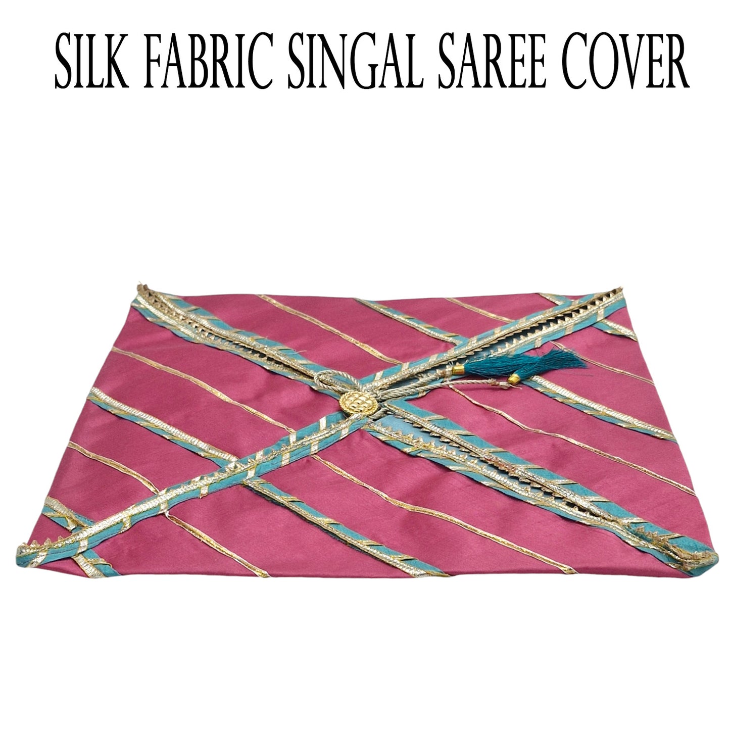 Silk Fabric Saree/Suit Cover Dual Colour With Gota Line Design