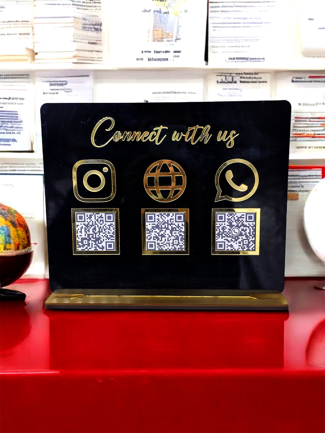 Craft Personalized Social Media and Receving payment QR code Stand On Acrylic.