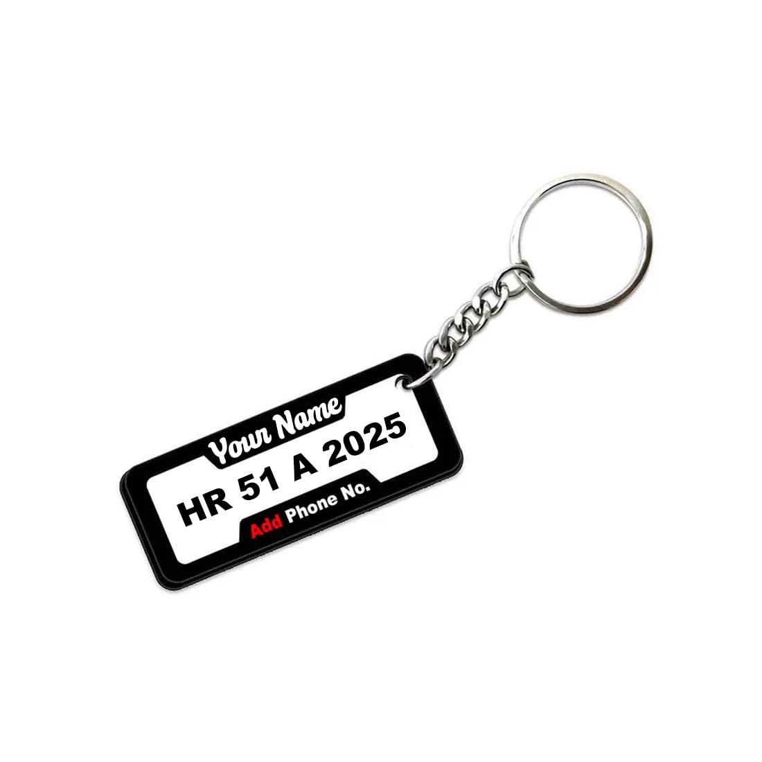 WRAPPING STUDIO Customized Rectangular Acrylic Number Plate Keychain For Car and Bike (8X4 cm | Multicolor)