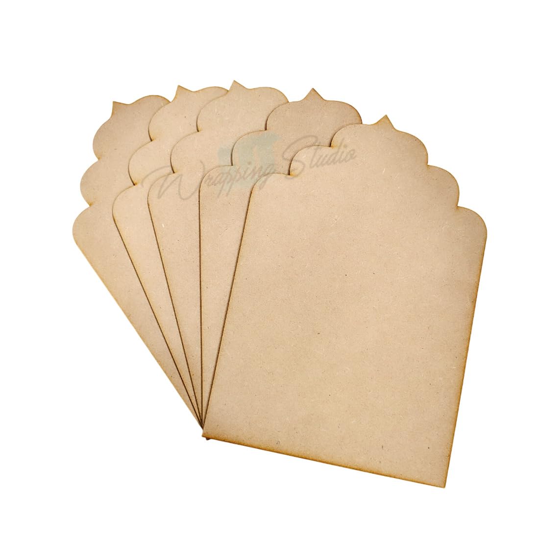 WRAPPING STUDIO 5 Plain jharokha MDF Plain Base Cutout for DIY Art and Craft | Wall Hanging Decorations, Festival Gift 9.5 X 6.5 (inch) Pack of 5