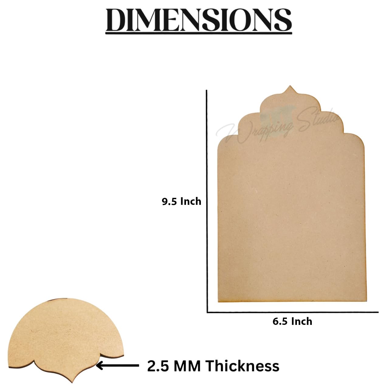 WRAPPING STUDIO 5 Plain jharokha MDF Plain Base Cutout for DIY Art and Craft | Wall Hanging Decorations, Festival Gift 9.5 X 6.5 (inch) Pack of 5