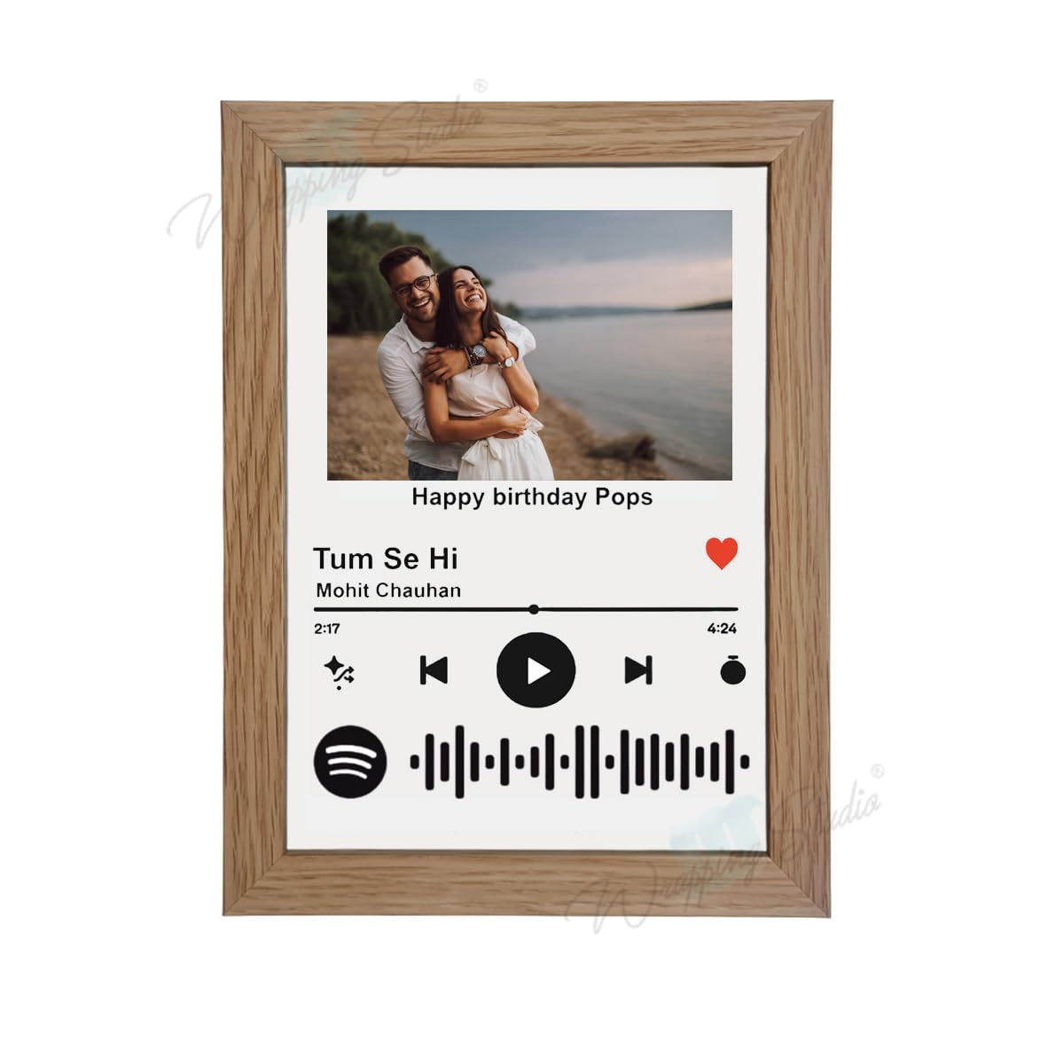 Personalized Photo Frame with Your Picture & Scannable Spotify QR code to play Song on Mobile