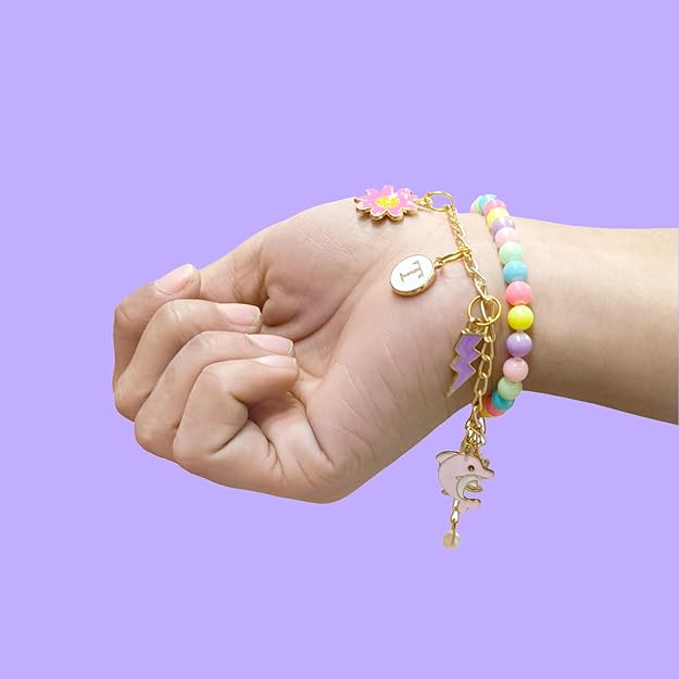 WRAPPING STUDIO Personalized Name Metal Chain Bracelet With Enamel Charm | Customized Name Bracelet For Women, Girls.