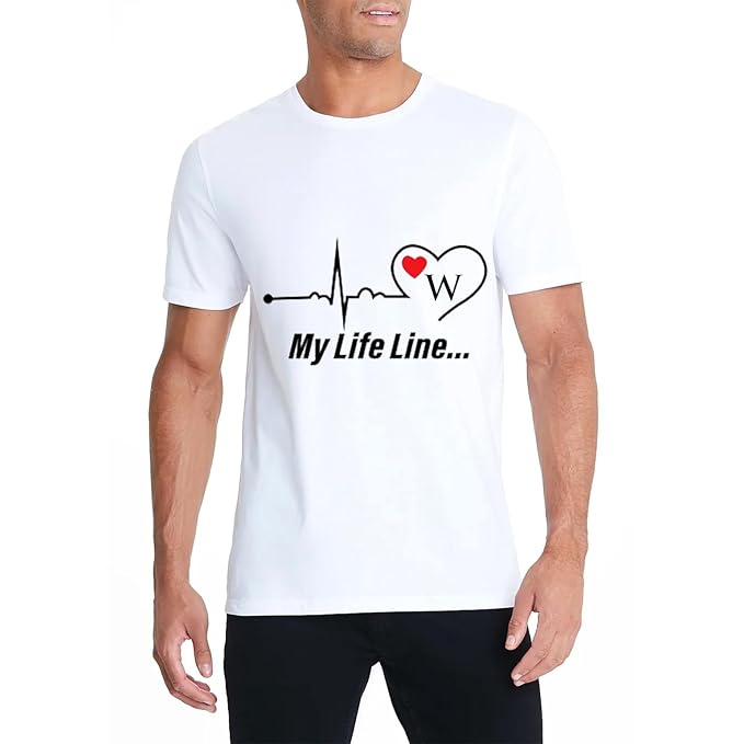 Heartbeat My Life Line with Alphabet W Letter DRIFIT Printed.