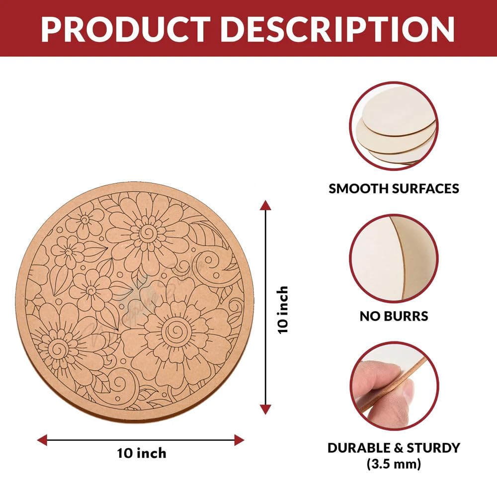 MDF Board for Lippan Art - Pre-Marked Beautiful Art Design Cutouts for Craft, Painting, DIY Projects