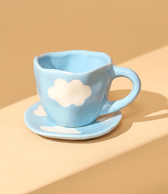 Handmade Design Cloud Cute Ceramic Cup.