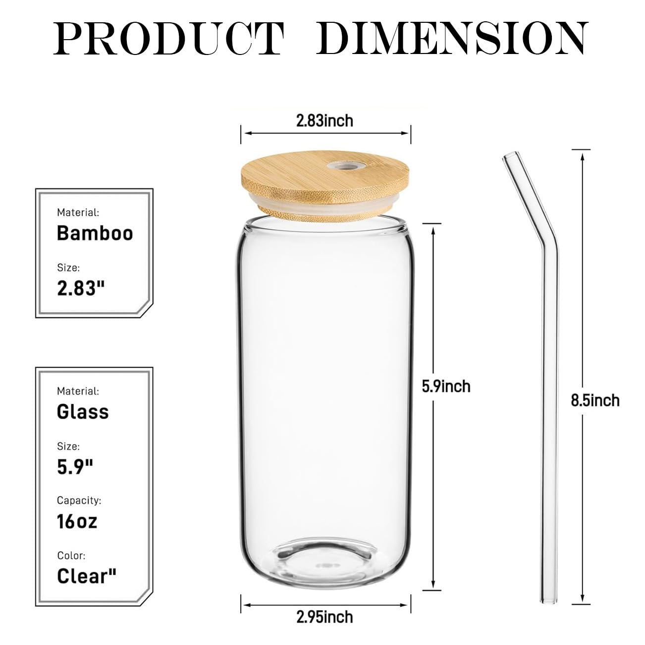 Customised Soda Can Shape Glass Sipper Tumbler mug With Bamboo Lid and Straw For Coffee, Milk, Cold Drink, Juice