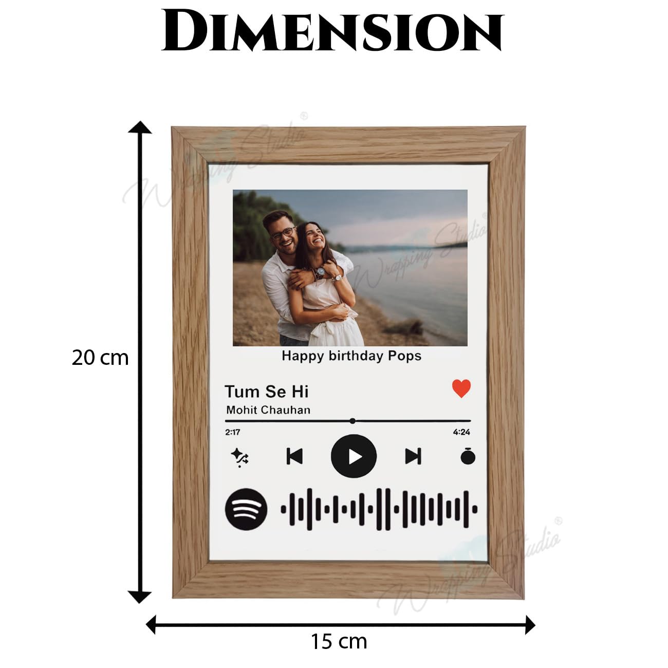 Personalized Photo Frame with Your Picture & Scannable Spotify QR code to play Song on Mobile