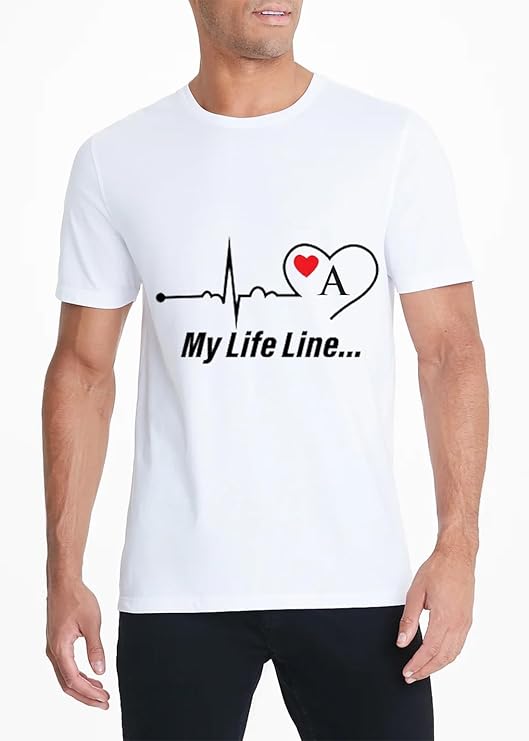 Heartbeat My Life Line with Alphabet A Letter DRIFIT Printed.