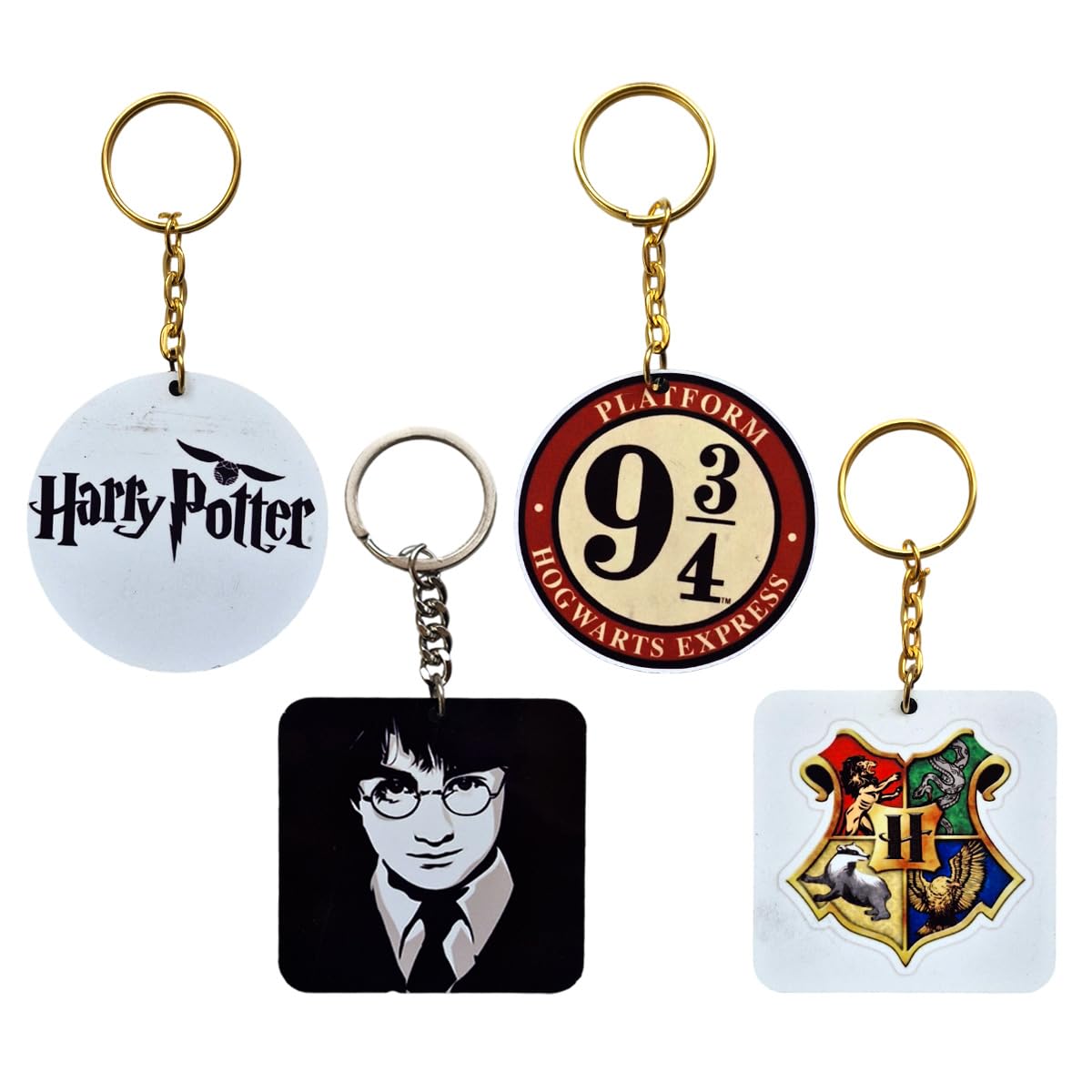 WRAPPING STUDIO MDF Sublimation Key chains Herry Potter Combo set For Gifting, Bike, Scooty, Bags, Car Key Chain (PK-4)