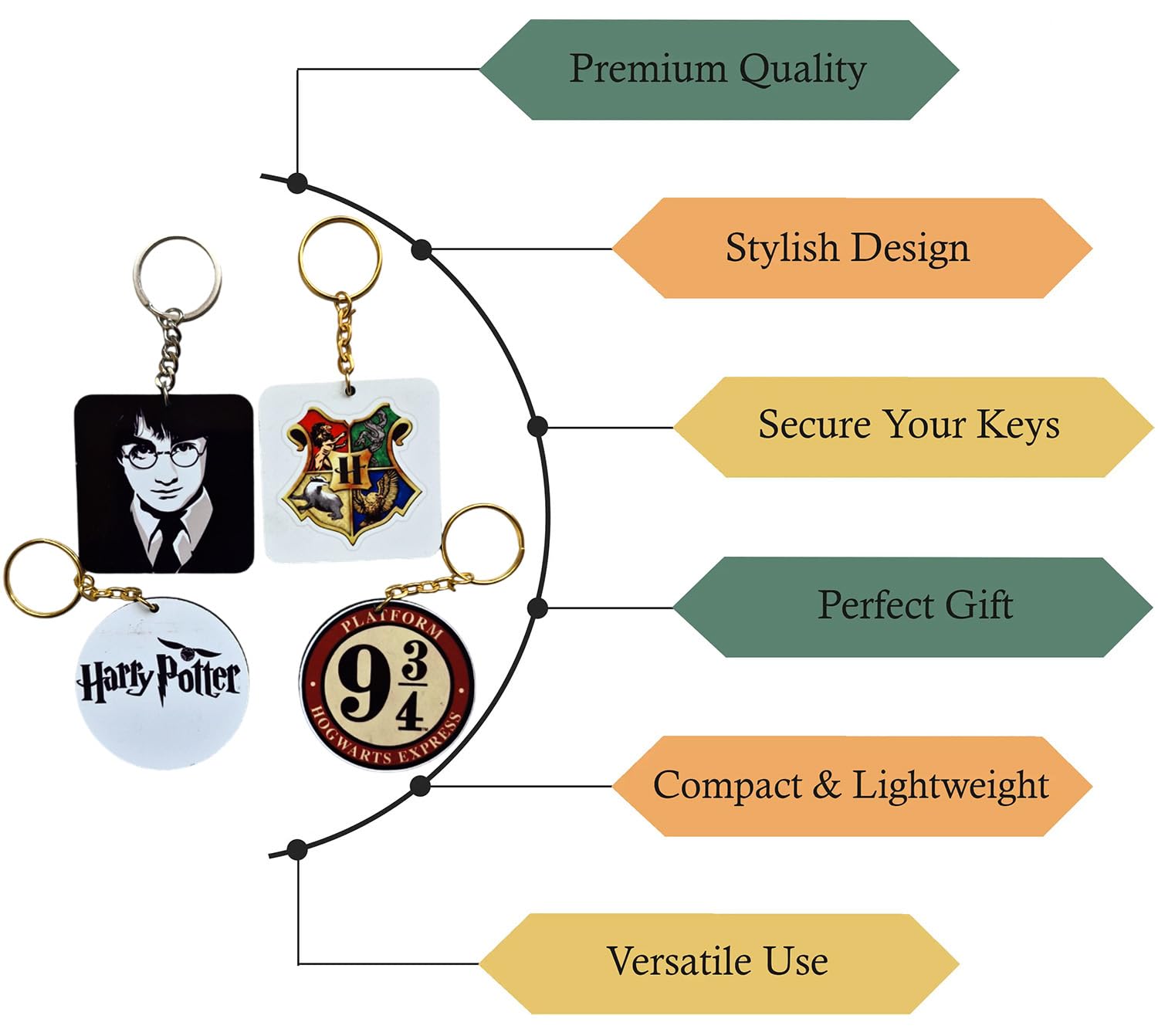 WRAPPING STUDIO MDF Sublimation Key chains Herry Potter Combo set For Gifting, Bike, Scooty, Bags, Car Key Chain (PK-4)