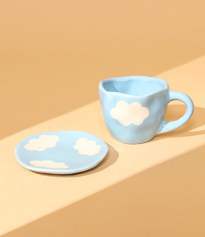 Handmade Design Cloud Cute Ceramic Cup.