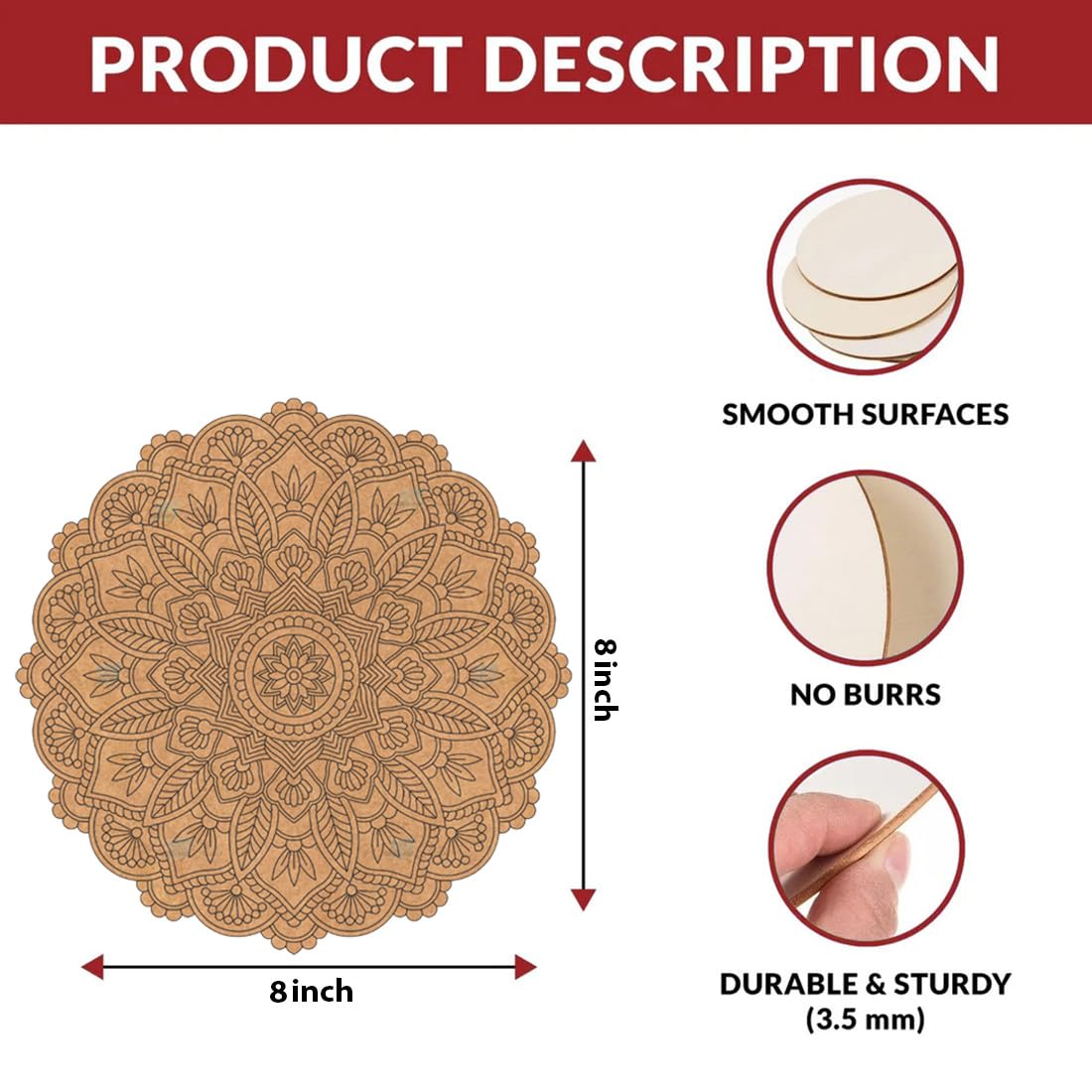 MDF Board for Lippan Art - Pre-Marked Beautiful Art Design Cutouts for Craft, Painting, DIY Projects