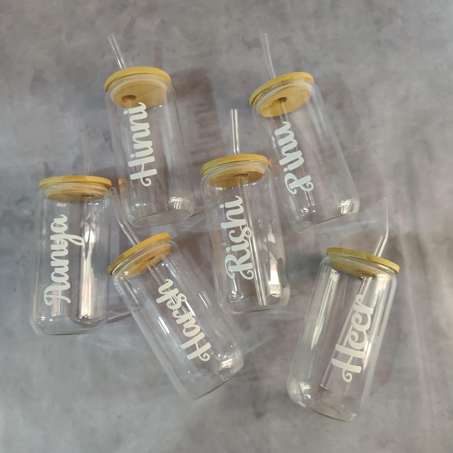 Customised Soda Can Shape Glass Sipper Tumbler mug With Bamboo Lid and Straw For Coffee, Milk, Cold Drink, Juice