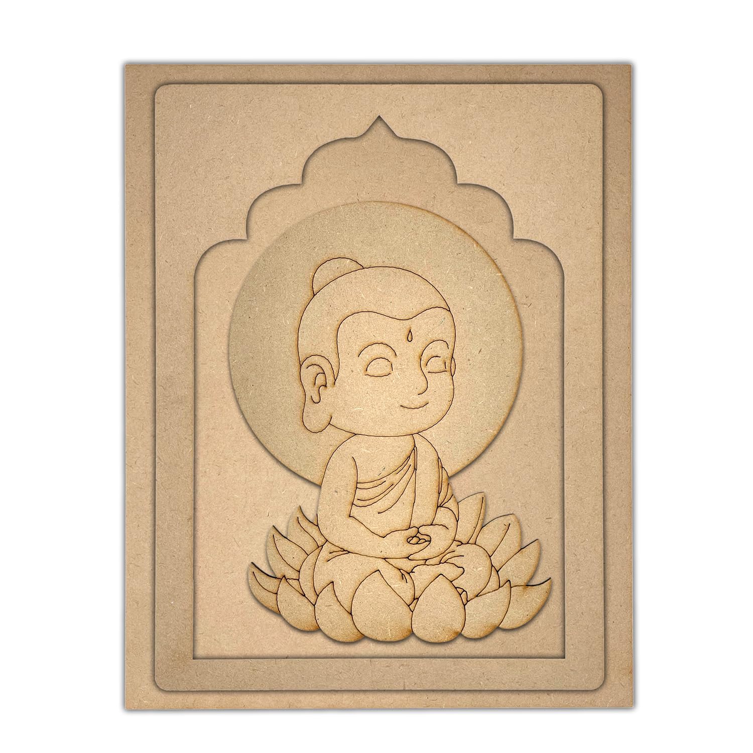 MDF Board for Lippan Art - Pre-Marked Little Buddha Design Cutouts for Craft, Painting, DIY Projects