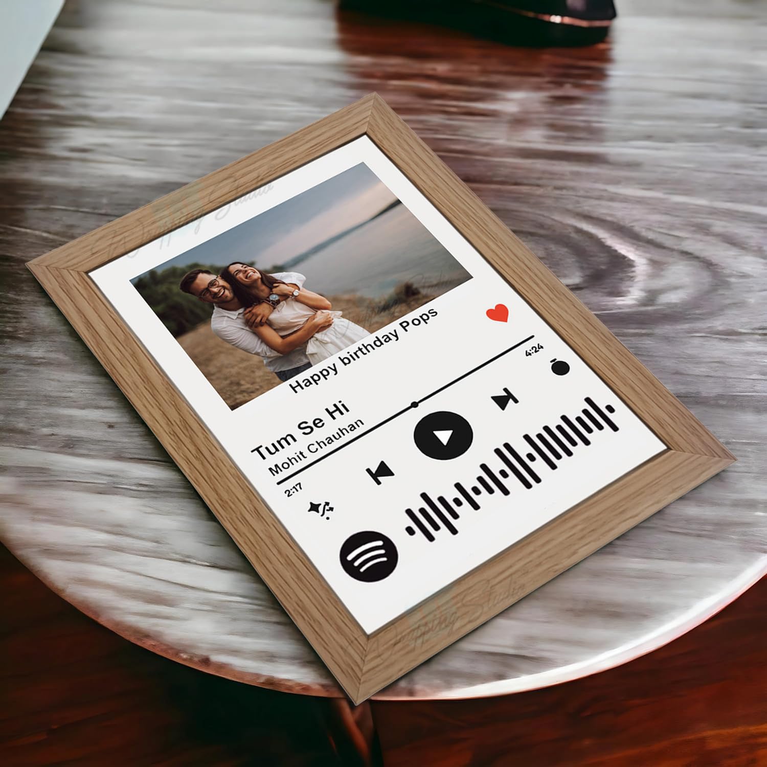 Personalized Photo Frame with Your Picture & Scannable Spotify QR code to play Song on Mobile