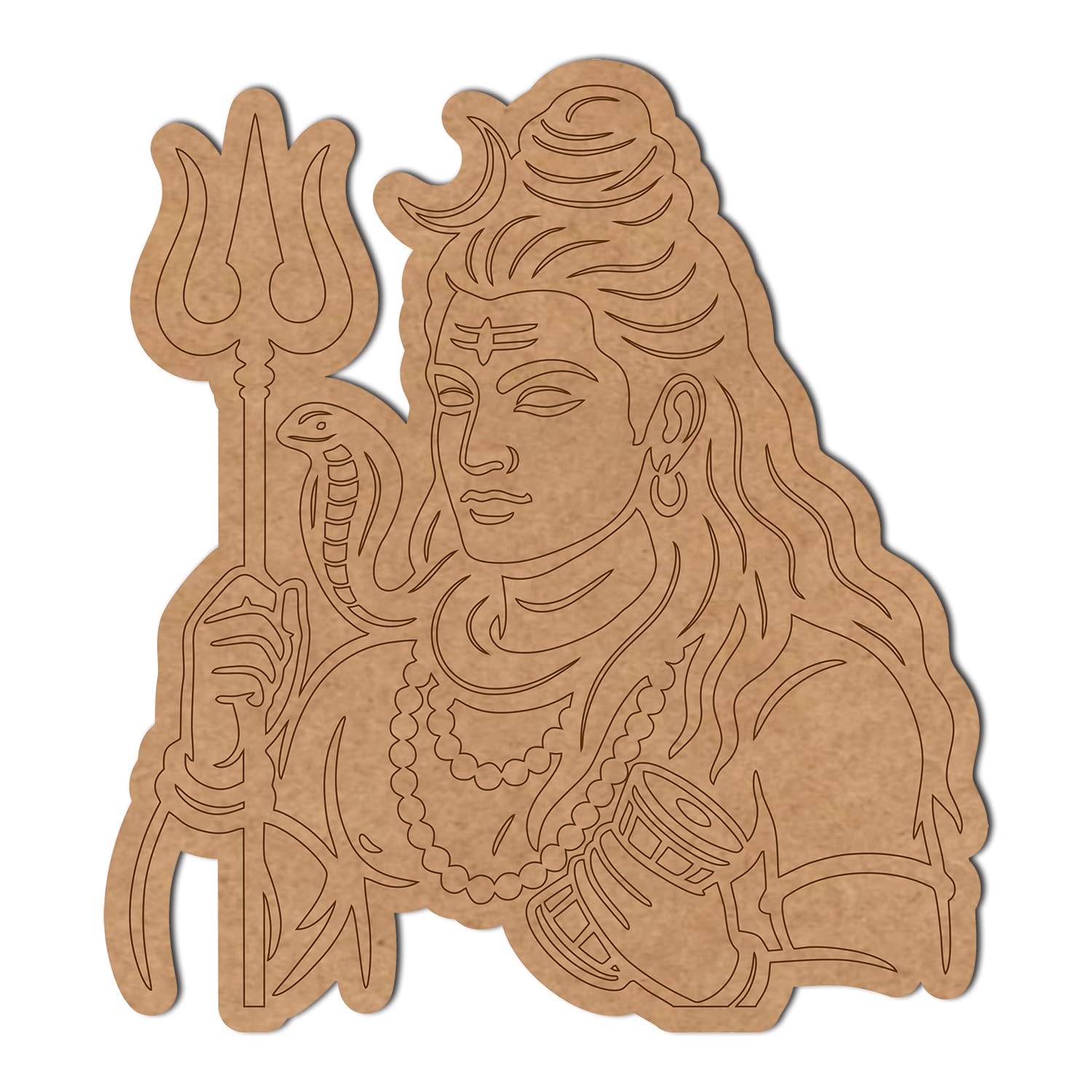 MDF Board for Lippan Art - Pre-Marked Lord Shiv Ji Design Cutouts for Craft, Painting, DIY Projects