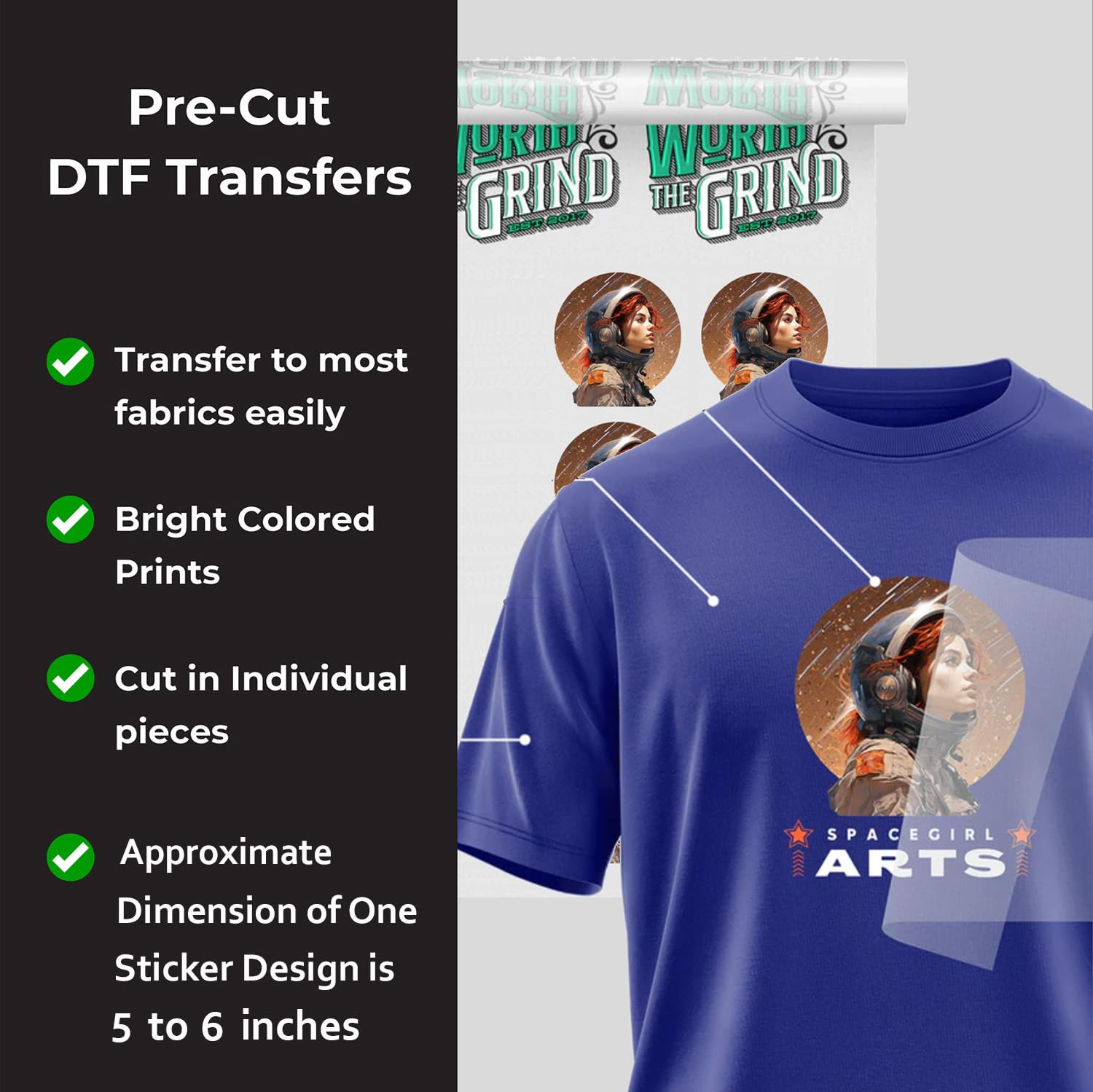 WRAPPING STUDIO DTF Stickers Iron Patches for Girls Clothes Any Garments T Shirt, Bags, Caps Random Sticker (Approx 3" to 5" Inch | PK-10)