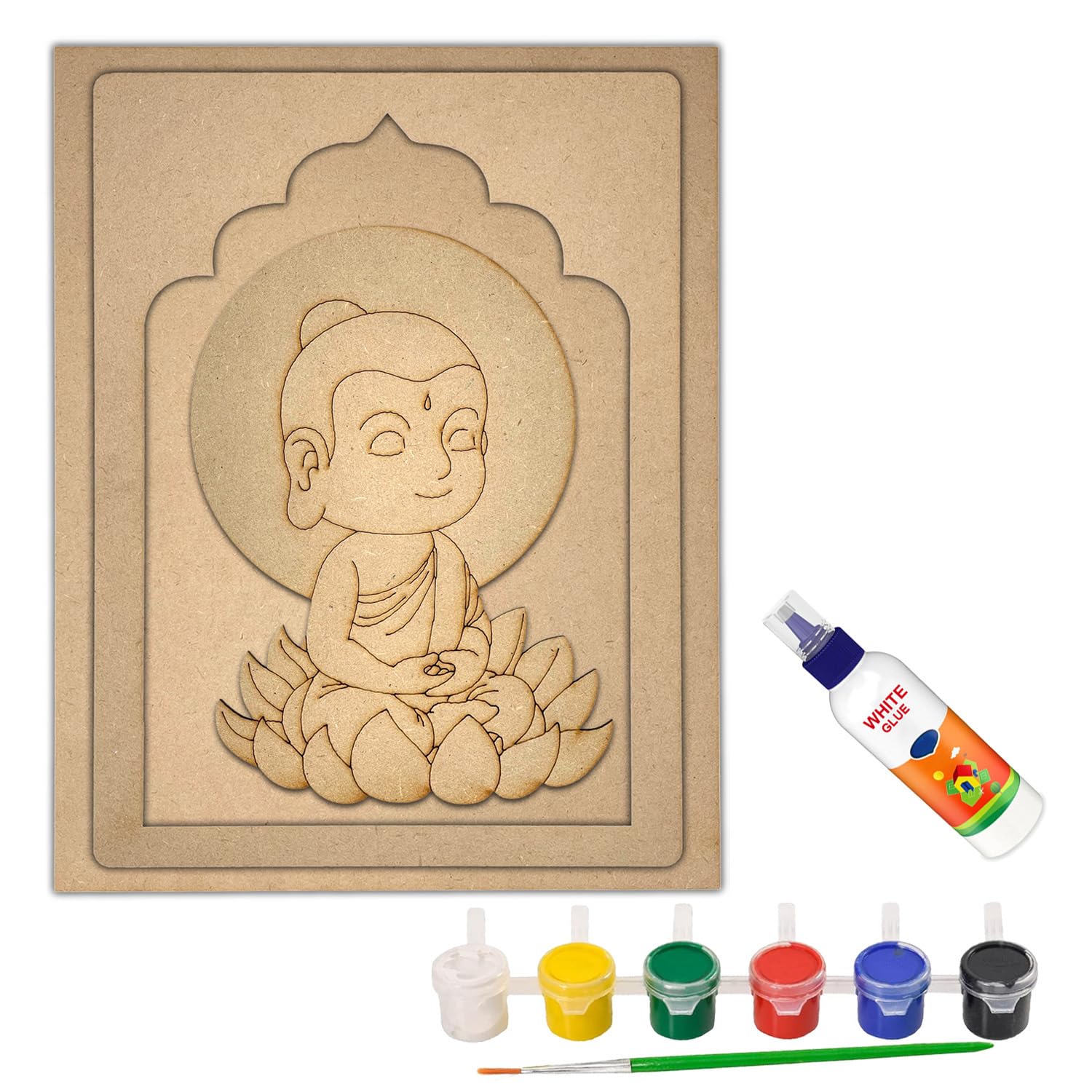 MDF Board for Lippan Art - Pre-Marked Little Buddha Design Cutouts for Craft, Painting, DIY Projects