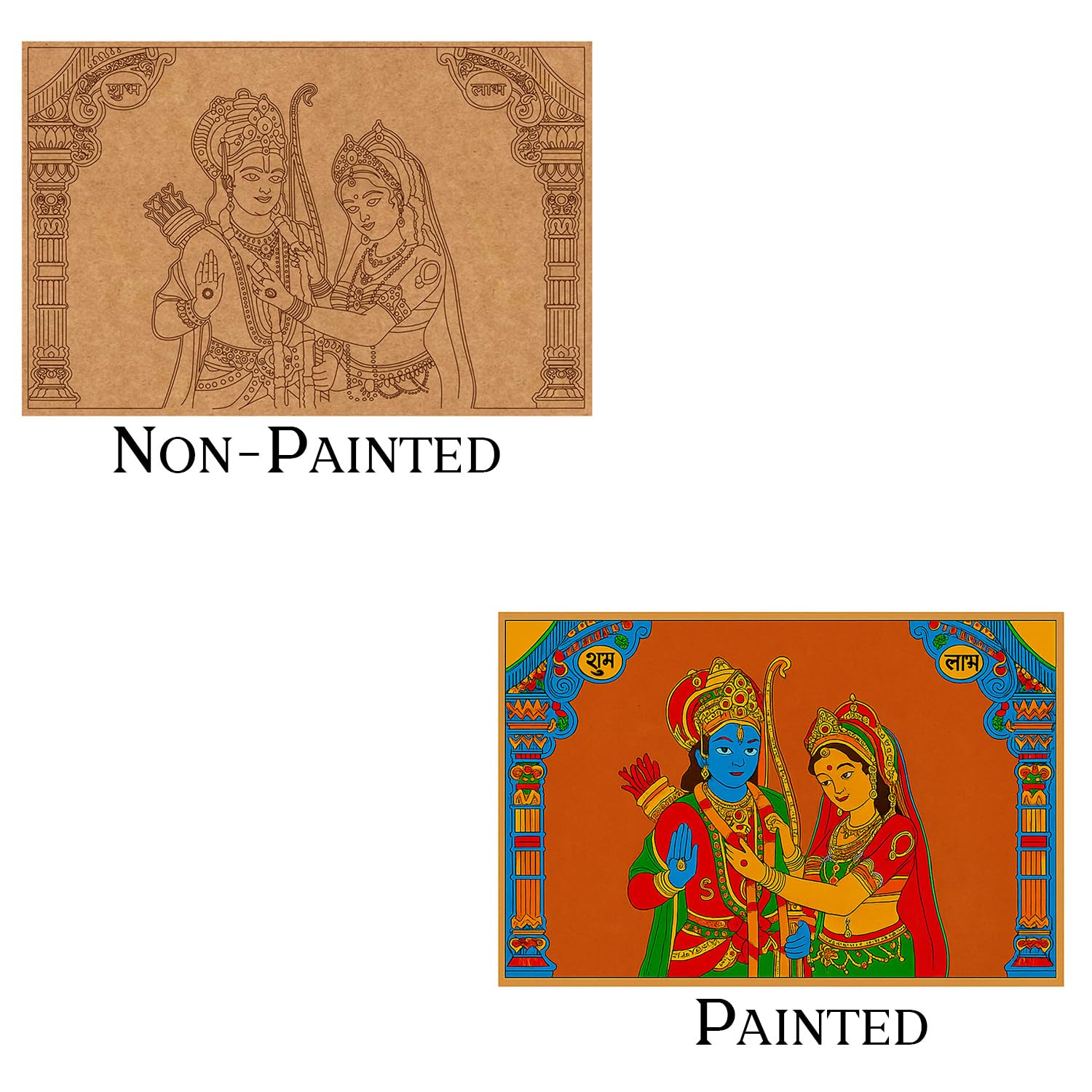 MDF Board for Lippan Art - Pre-Marked Lord Ram and Sita Ji Design Cutouts for Craft, Painting, DIY Projects