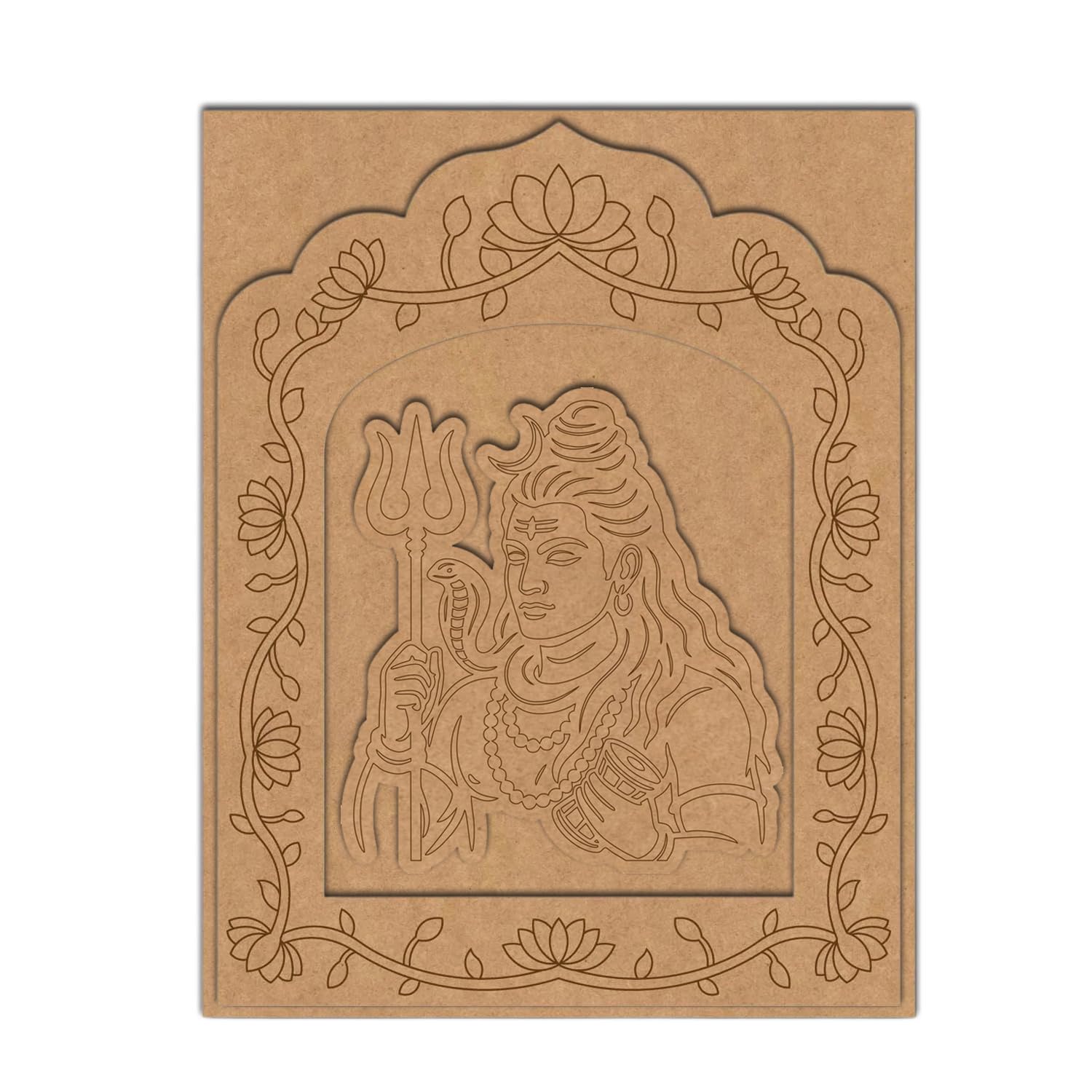 MDF Board for Lippan Art - Pre-Marked Lord Shiv Ji Design Cutouts for Craft, Painting, DIY Projects
