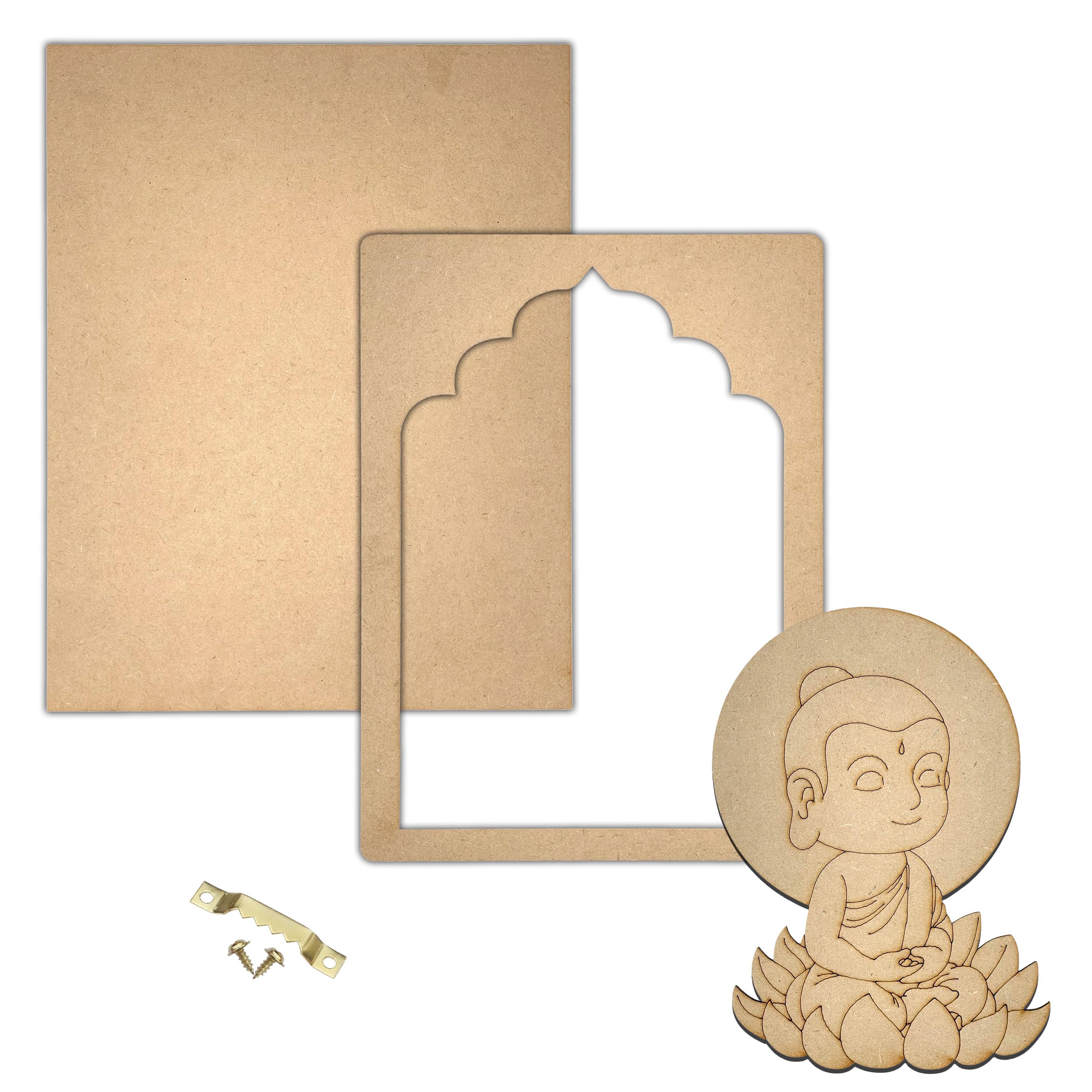 MDF Board for Lippan Art - Pre-Marked Little Buddha Design Cutouts for Craft, Painting, DIY Projects