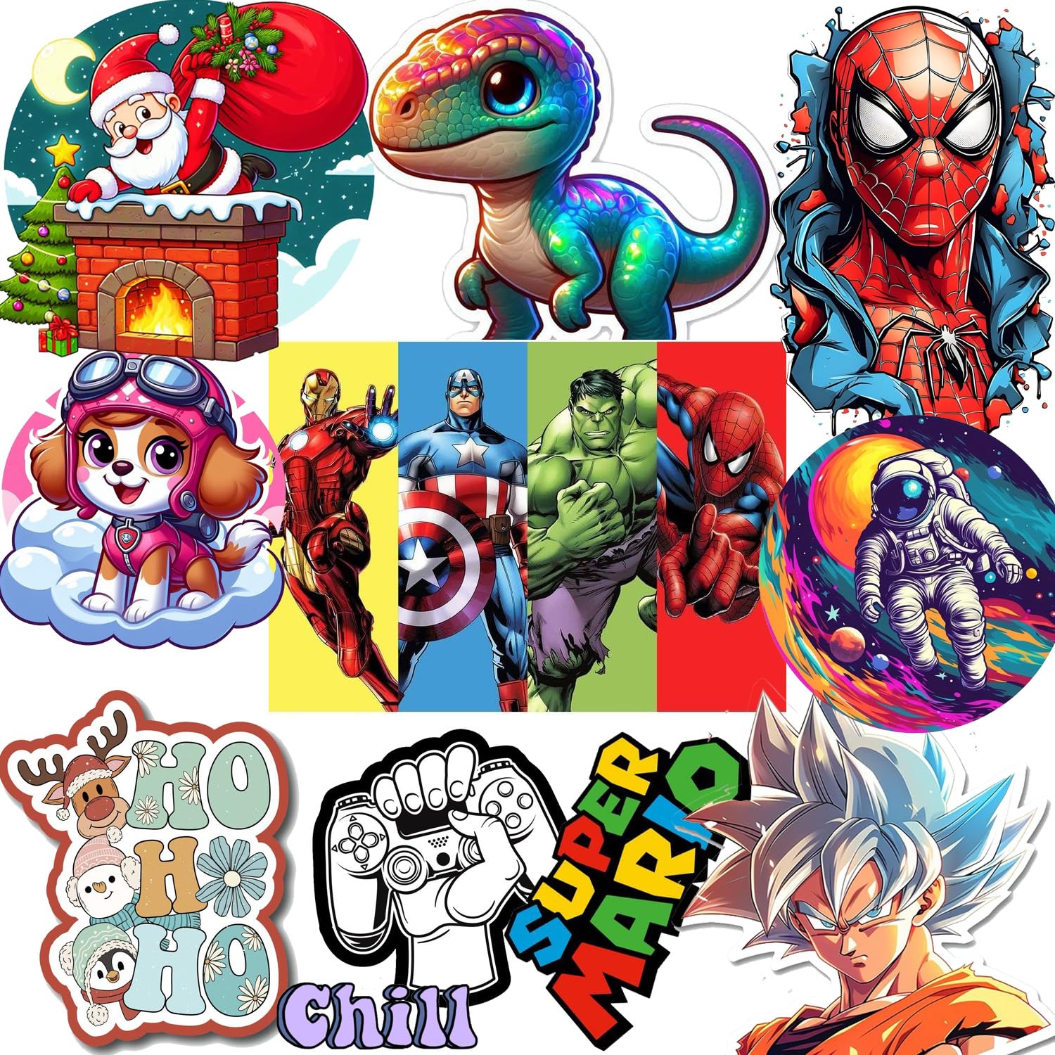 WRAPPING STUDIO DTF Stickers Iron Patches for Clothes Any Garments T Shirt, Bags, Caps Random Sticker (Approx 3" to 5" Inch | PK-15)