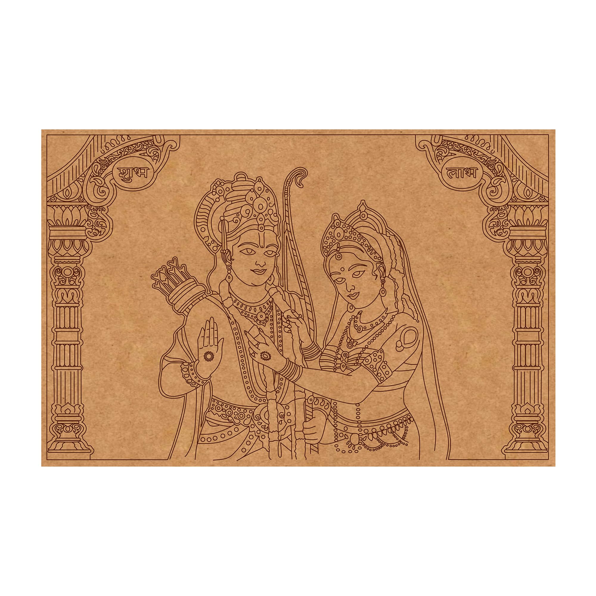 MDF Board for Lippan Art - Pre-Marked Lord Ram and Sita Ji Design Cutouts for Craft, Painting, DIY Projects