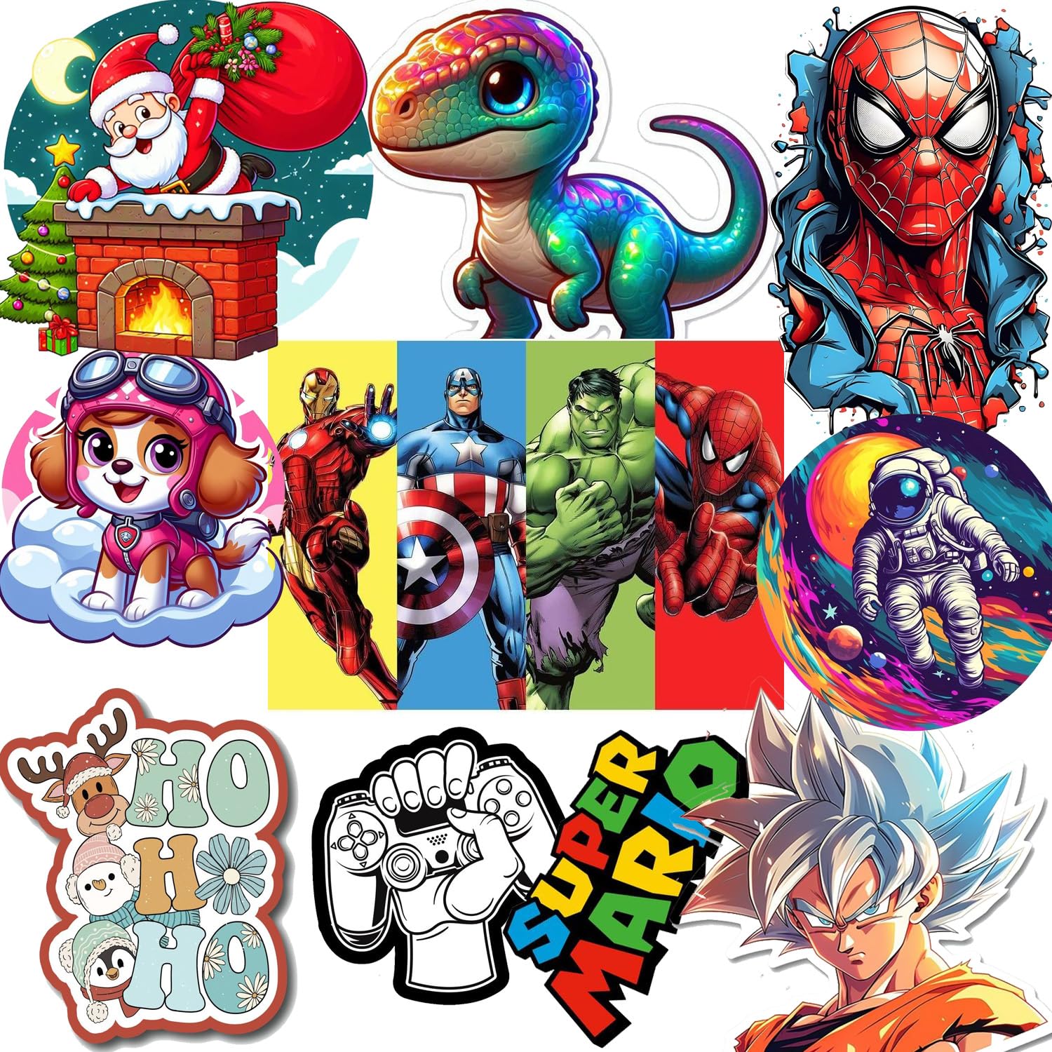 WRAPPING STUDIO DTF Stickers Iron Patches for Clothes Any Garments T Shirt, Bags, Caps Random Sticker (Approx 3" to 5" Inch | PK-10)