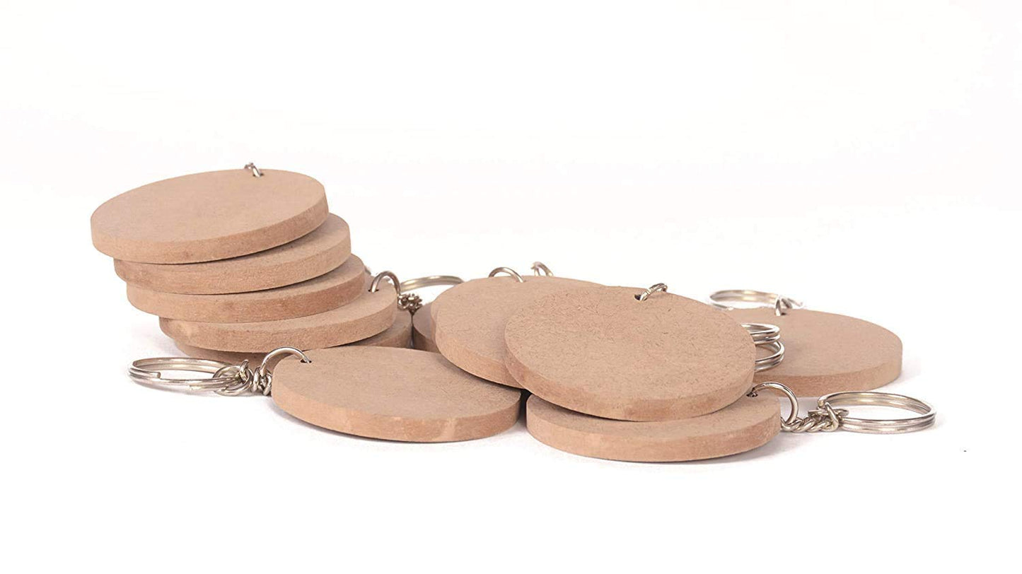 DIY MDF Key Chains Wood Sheet Craft Plain Circle-Shaped Key Chains.