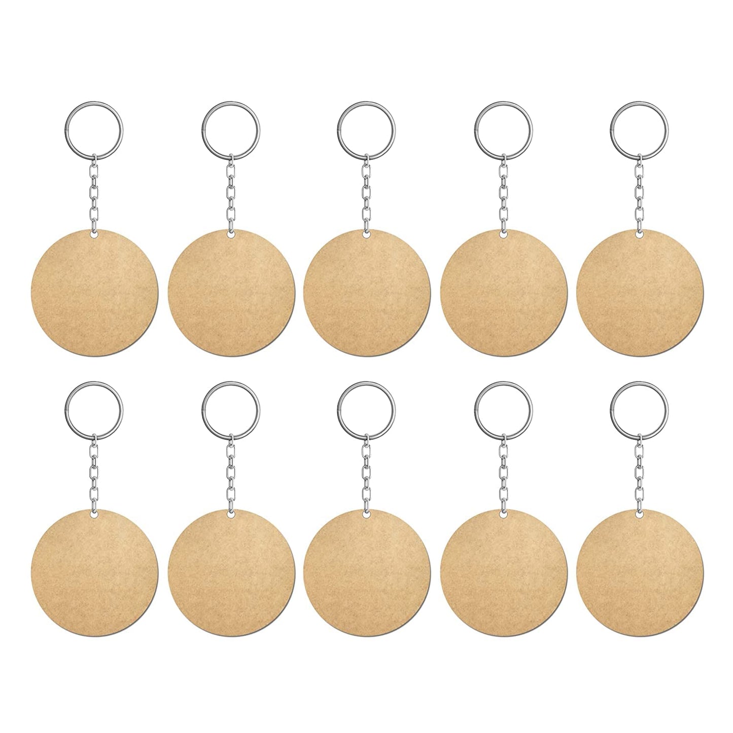 DIY MDF Key Chains Wood Sheet Craft Plain Circle-Shaped Key Chains.