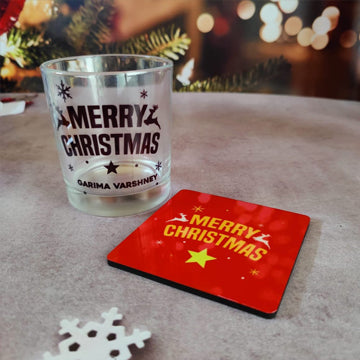 Christmas Special Personalized Whiskey Glass + Coaster Set