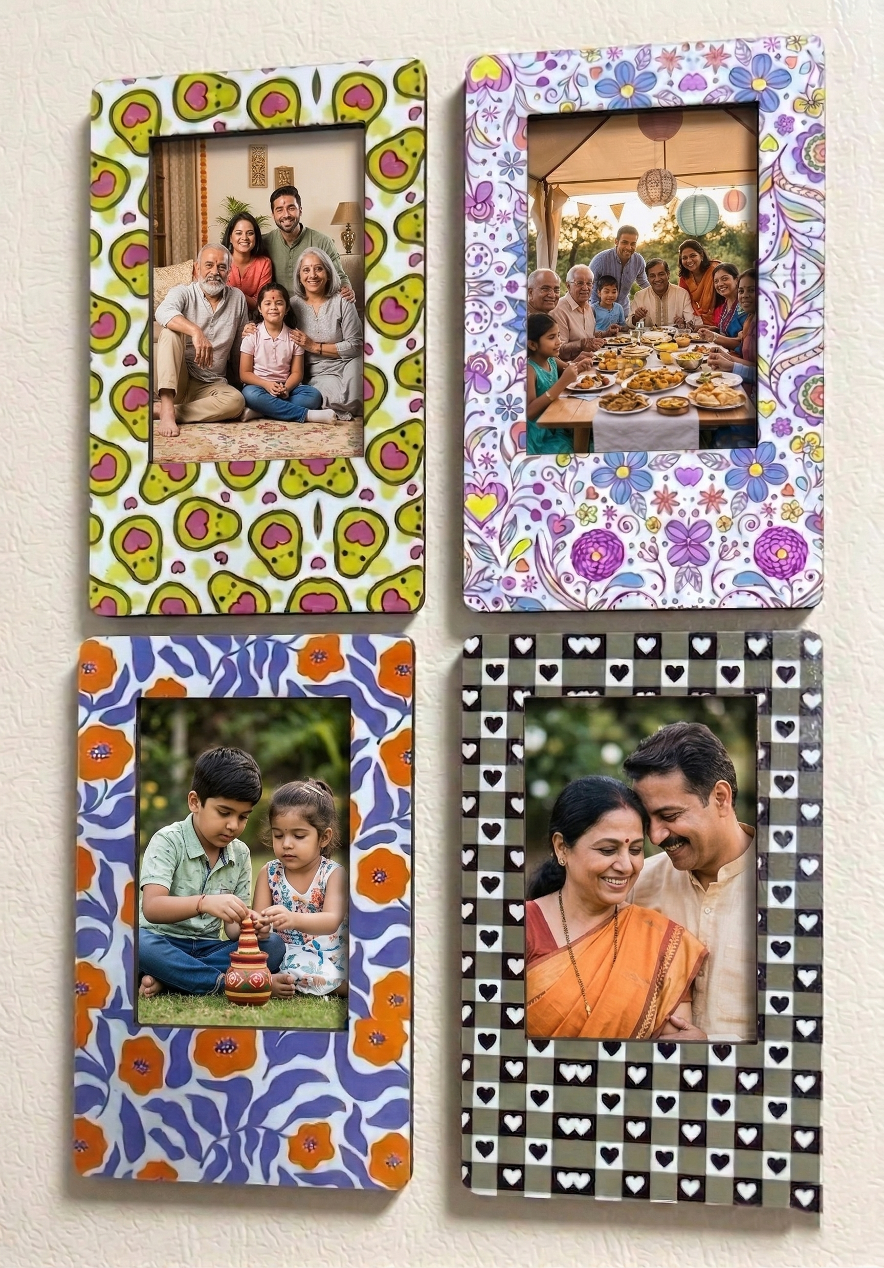 FRIDGE MAGNET PHOTO FRAME (4 Pcs Set of Random Designs)