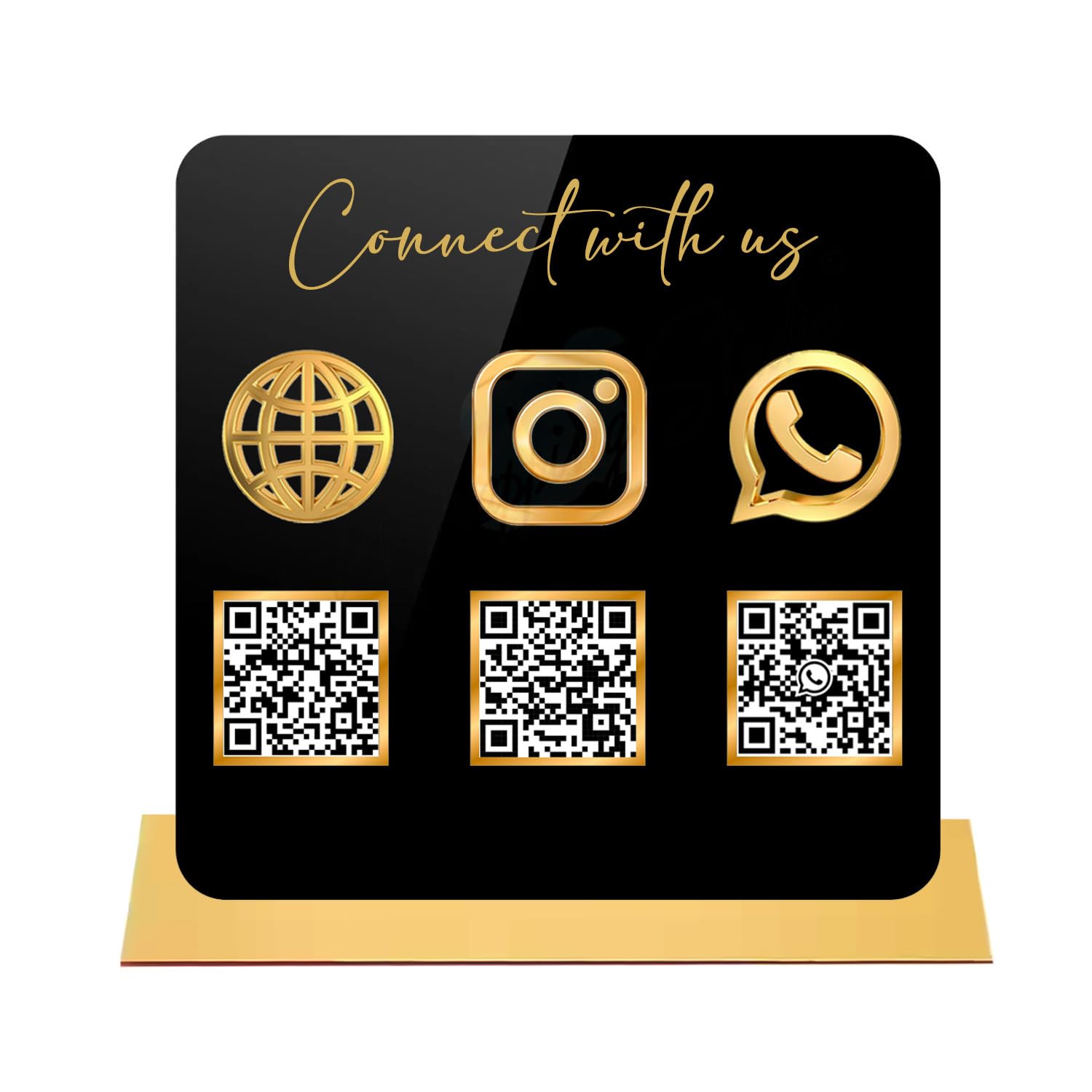 WRAPPING STUDIO Craft Personalized Social Media QR code Stand On Acrylic for Instagram, Whatsaap, Web Site For Follow & Shopping (10" X 8.5" Inch | Black)