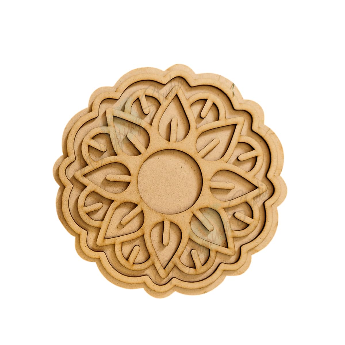 WRAPPING STUDIO MDF Wooden Mandala Floral Cutout MDF Base for DIY Art and Craft (PK-1 | 8.5 inch)