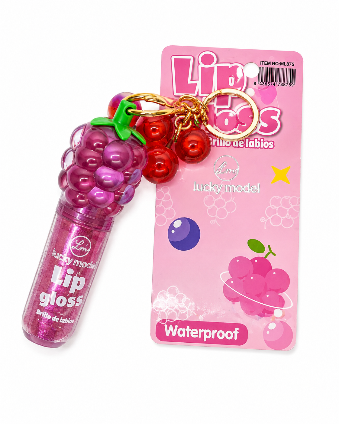 Grape Shaped Lip Gloss Keychain
