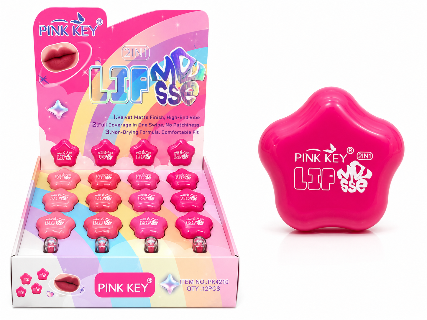 Pink Key 2-in-1 Star-Shaped Lip Mousse – Assorted Shades