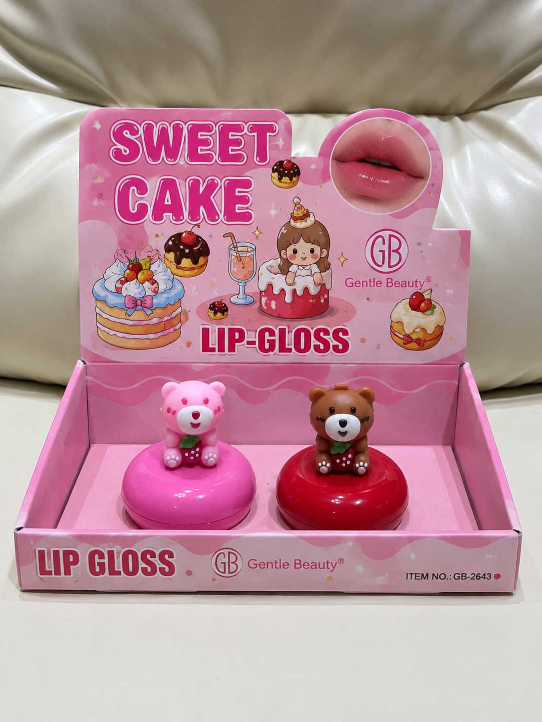 Gentle Beauty Sweet Cake Bear Lip Gloss (1 piece) – Assorted Colours