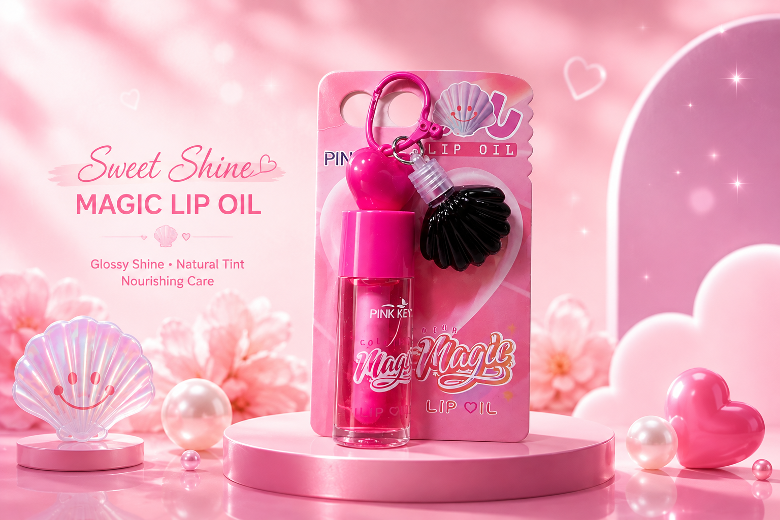 Pink Key Color Magic Cherry Pendant Lip Oil – Assorted Shades