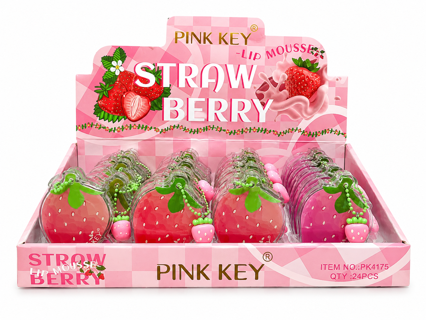 Pink Key Strawberry Lip Mousse with Cute Keychain – Assorted Shades
