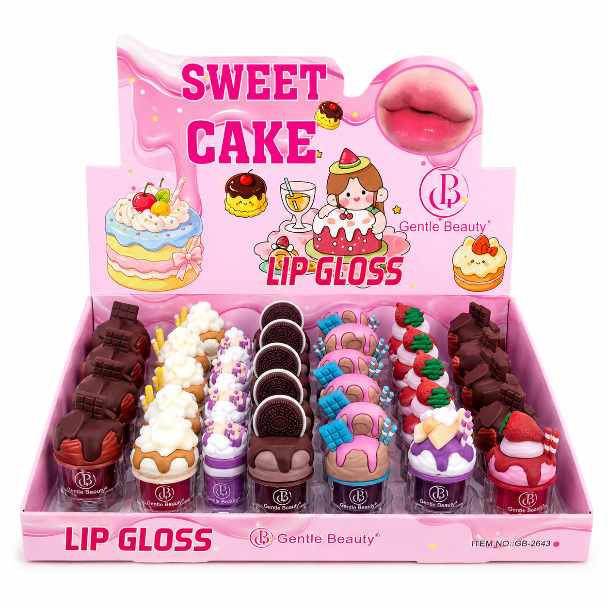 Gentle Beauty Sweet Cake Dessert-Shaped Lip Gloss – Assorted Designs