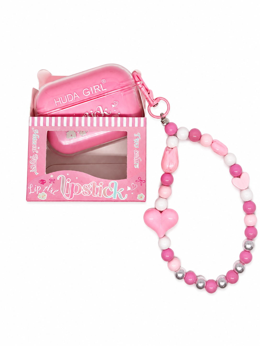 Cute Lipstick With Beaded Keychain